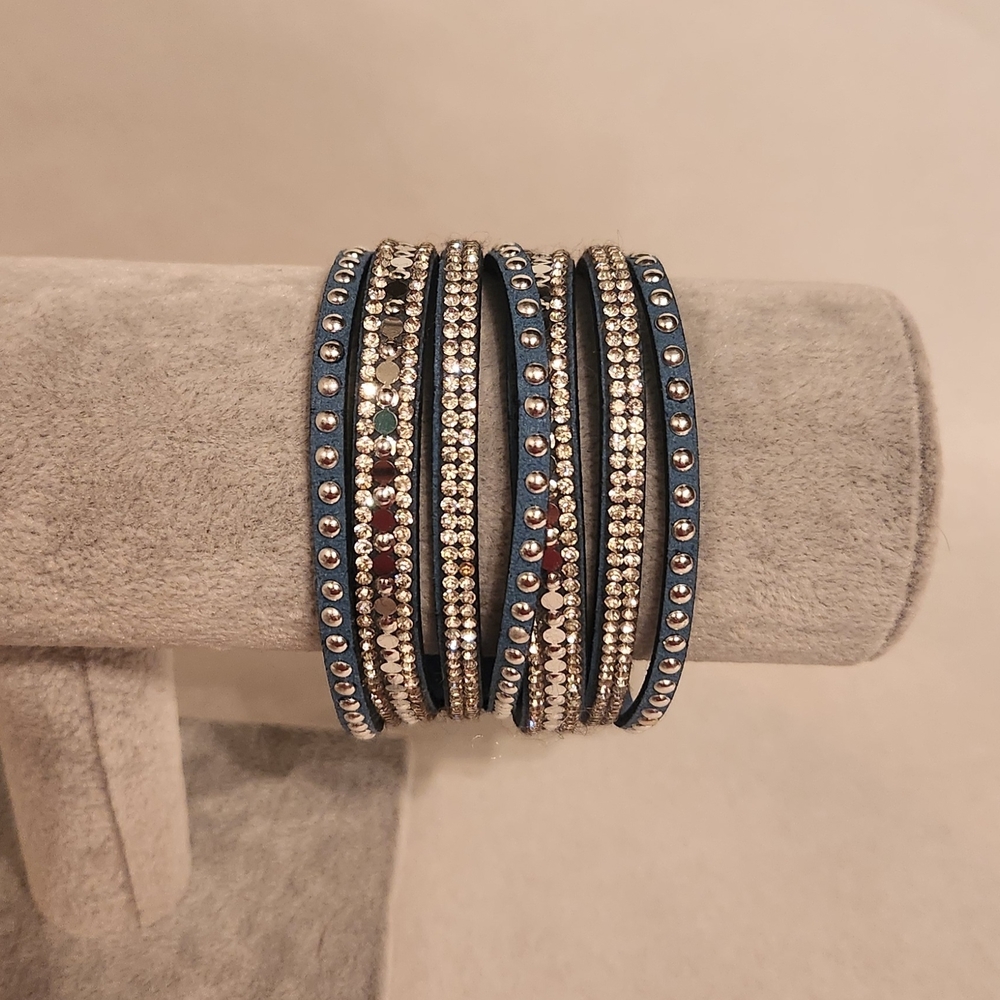 Multi-Row Silver Beaded Wrap Bracelet